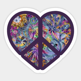 Artistic Heart Peace Symbol Sticker